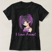 私はアニメが大好き!アニメガールオタクマンガ Tシャツ (デザイン正面)