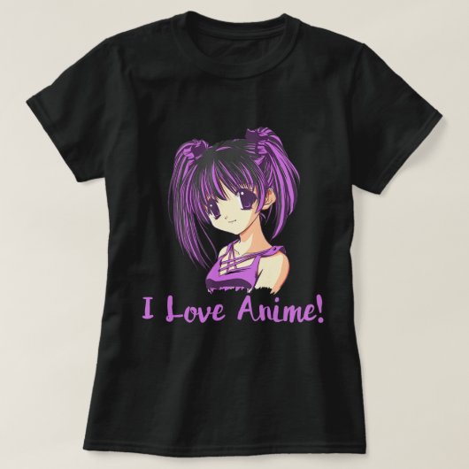 私はアニメが大好き!アニメガールオタクマンガ Tシャツ (デザイン正面)