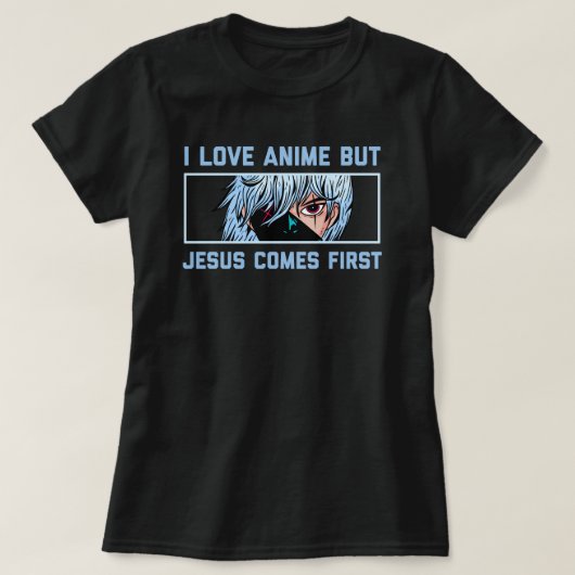 私はアニメが好きだが来イエスが最初にアおもしろいニメb tシャツ (デザイン正面)