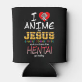 私はアニメが好きだが、イエスは来常に最初のTシャツだ 缶クーラー (裏面)