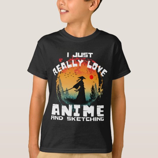 私はアニメとスケッチが大好きなんだ Tシャツ (正面)