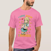 私はアニメとバーガーが大好き – かわいいかわいい-マンガ大田 Tシャツ (正面)