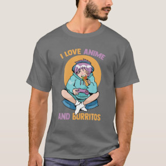 私はアニメとブリトスが大好き – かわいいかわいいの女の子 – 男性 Tシャツ