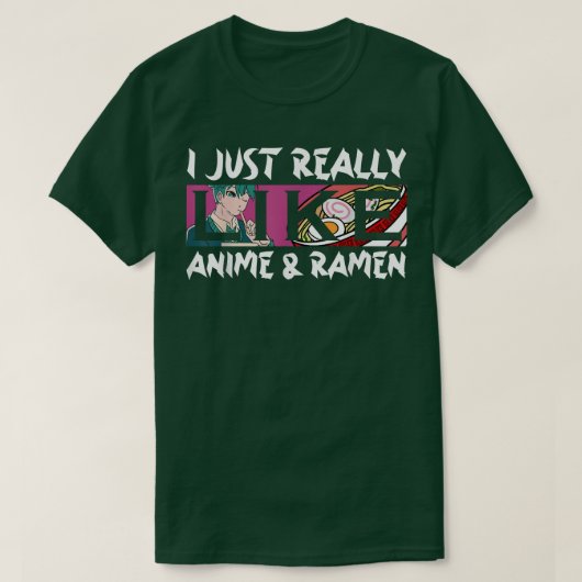 私はアニメやラーメンが大好きかわいいマンガ Tシャツ (デザイン正面)