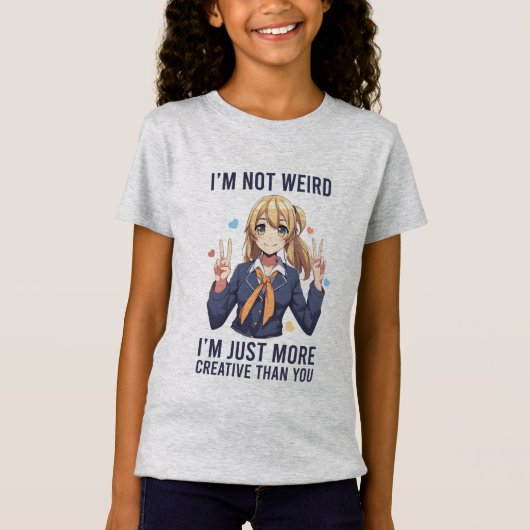 私はアニメ・ガールズ風変わり・グラフィックではない Tシャツ (正面)