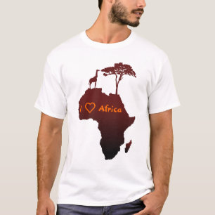 私はアフリカが大好き アフリカサファリの地図 Tシャツ