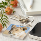 私はアフリカのポートレートの雌ライオンの写真が大好き キーホルダー (正面右)