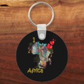 私はアフリカのラウンドクラシックステッカーが大好き キーホルダー (裏面)