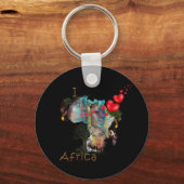 私はアフリカのラウンドクラシックステッカーが大好き キーホルダー (正面)