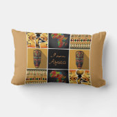 私はアフリカパターンプリントのコラージュです ランバークッション (裏面)