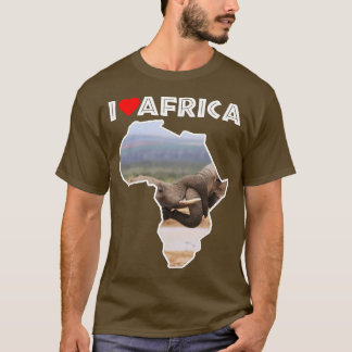 私はアフリカ野生動物地図ゾウ綱引き戦争が大好き Tシャツ