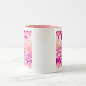 "私はアホロートル"のピンクのアホロートルのデザイン愛します ツートーンマグカップ (中央)