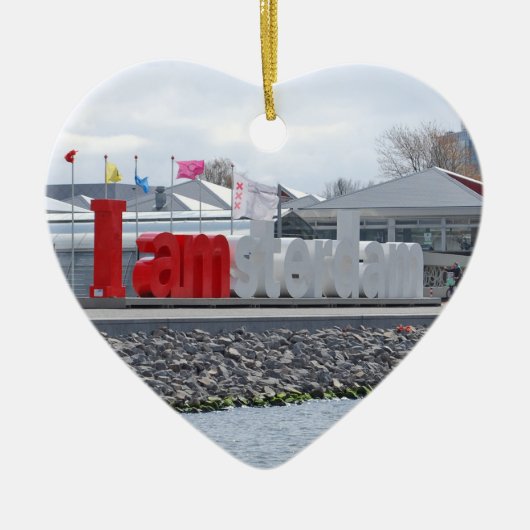 私はアムステルダムの印、オランダです セラミックオーナメント (正面)