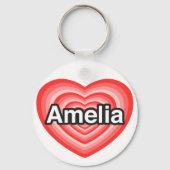 私はアメリアが大好きだ。私はあなたを愛しているアメリア。ハート キーホルダー (正面)