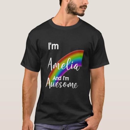 私はアメリアで、すごくかっこいいです。 Tシャツ (正面)