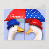 私はアメリカが大好きだ。愛国的おもしろいなアヒル ポストカード (正面)