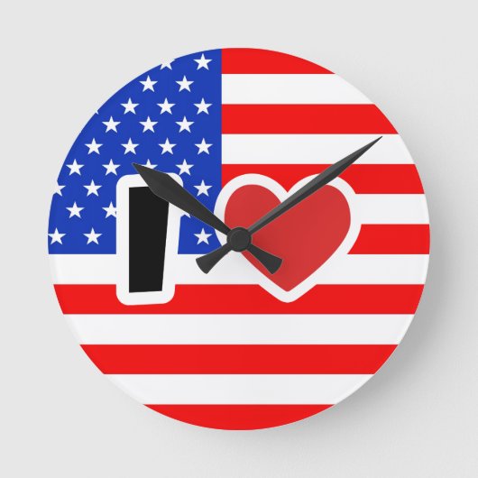 私はアメリカが大好きです ラウンド壁時計 (正面)