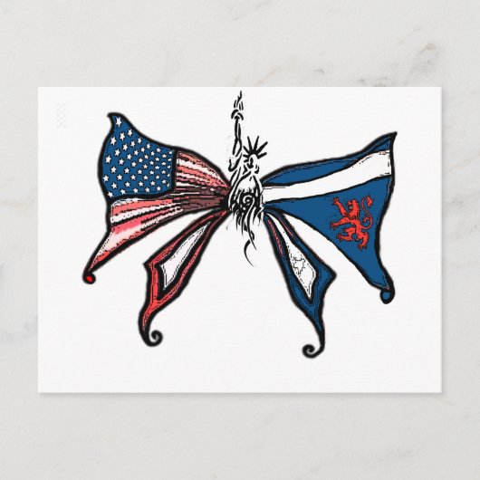 私はアメリカとスコットランドが大好き!! ポストカード (正面)