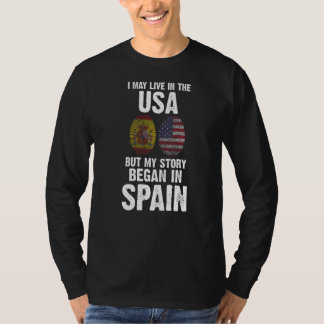 私はアメリカに住んでおり、私の話はスペインで始まったスペインの Tシャツ