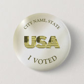 私はアメリカのゴールデンエレガント選挙に投票 缶バッジ (正面)