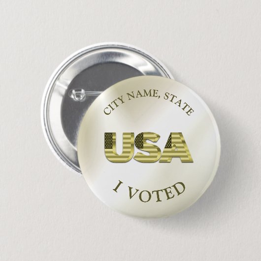 私はアメリカのゴールデンエレガント選挙に投票 缶バッジ (正面&裏面)