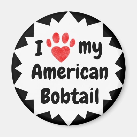 私はアメリカのボブテール猫が大好き マグネット (正面)