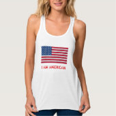 私はアメリカのモザイクUSA国旗が切り取られたTシャツ タンクトップ (正面)