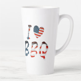 私はアメリカの愛国心を持つバーベキューが大好き カフェラテマグ