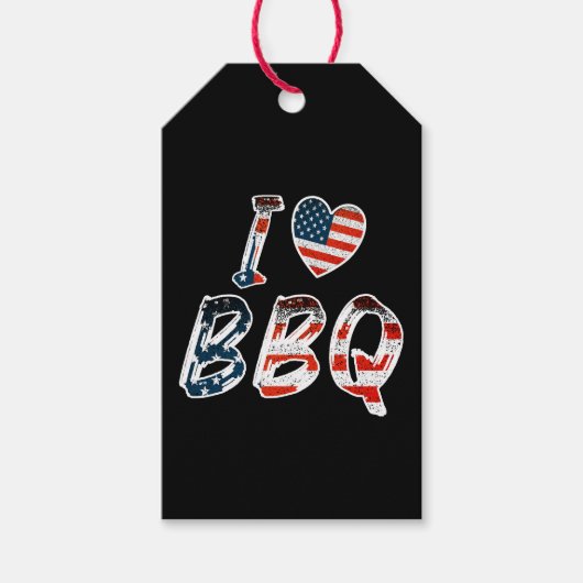 私はアメリカの愛国心を持つバーベキューが大好き ギフトタグ (正面)