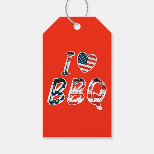 私はアメリカの愛国心を持つバーベキューが大好き ギフトタグ (正面)