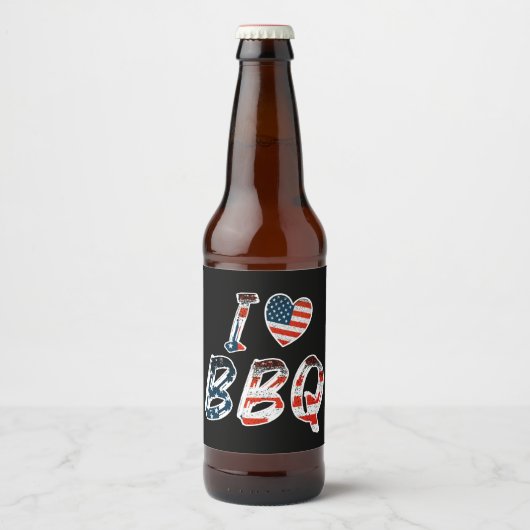 私はアメリカの愛国心を持つバーベキューが大好き ビールラベル (正面)