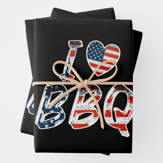 私はアメリカの愛国心を持つバーベキューが大好き ラッピングペーパーシート (インサイチュ)