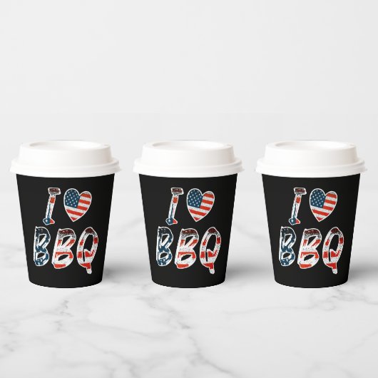 私はアメリカの愛国心を持つバーベキューが大好き 紙コップ (複数)