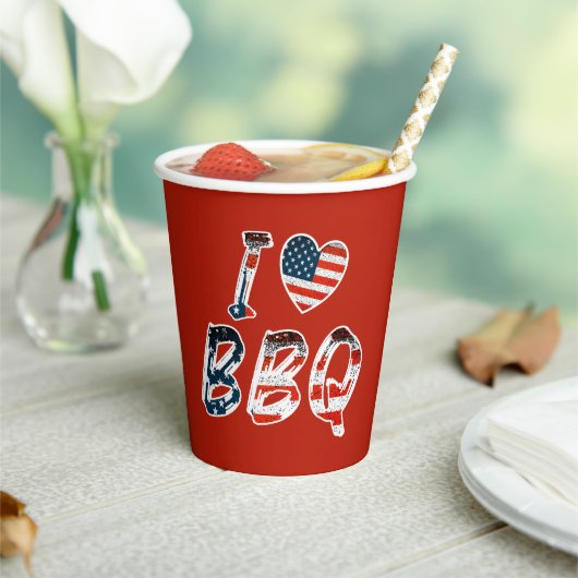私はアメリカの愛国心を持つバーベキューが大好き 紙コップ (インサイチュ)