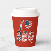 私はアメリカの愛国心を持つバーベキューが大好き 紙コップ (正面)