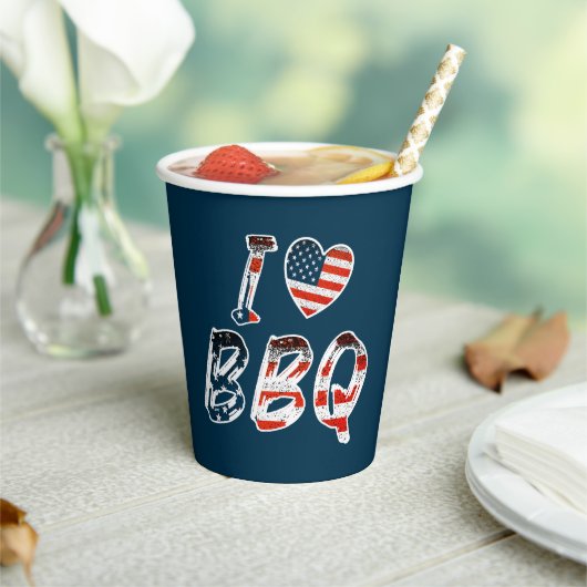 私はアメリカの愛国心を持つバーベキューが大好き 紙コップ (インサイチュ)
