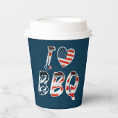 私はアメリカの愛国心を持つバーベキューが大好き 紙コップ (正面)