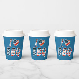 私はアメリカの愛国心を持つバーベキューが大好き 紙コップ