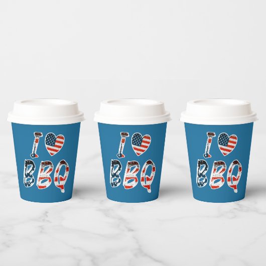 私はアメリカの愛国心を持つバーベキューが大好き 紙コップ (複数)