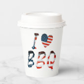 私はアメリカの愛国心を持つバーベキューが大好き 紙コップ (正面)