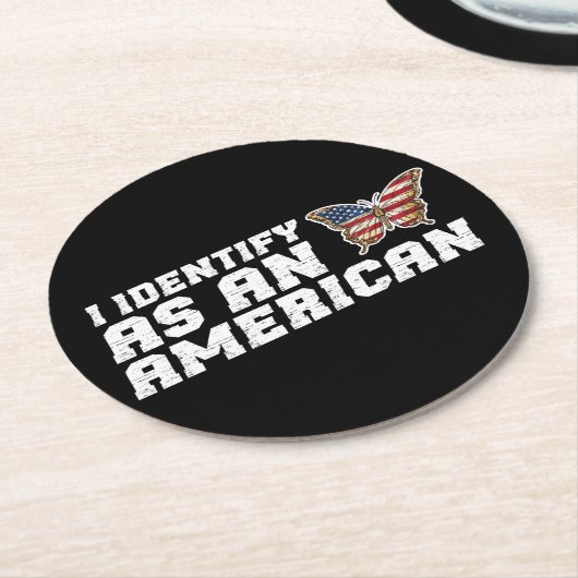 私はアメリカの蝶アメリカ国旗と見なされる ラウンドペーパーコースター (アングル)
