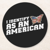 私はアメリカの蝶アメリカ国旗と見なされる ラウンドペーパーコースター (正面)