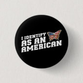 私はアメリカの蝶アメリカ国旗と見なされる 缶バッジ (正面)