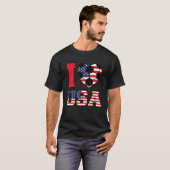 私はアメリカを愛するアメリカのボーイズ女の子の子サッカーb tシャツ (正面フル)