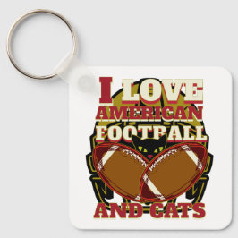 私はアメリカンフットボールと猫が大好き キーホルダー