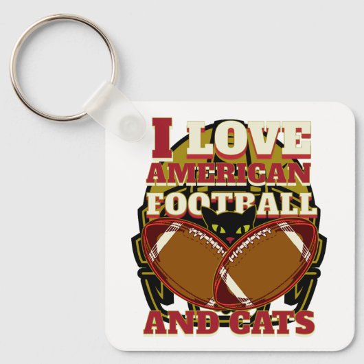 私はアメリカンフットボールと猫が大好き キーホルダー (正面)