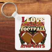 私はアメリカンフットボールと猫が大好き キーホルダー (正面)