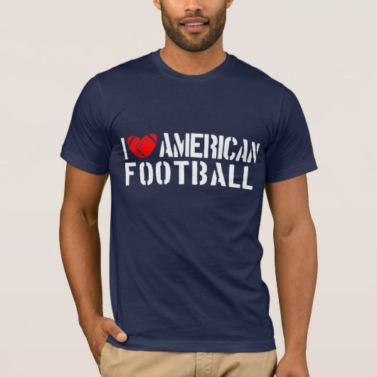 私はアメリカン・フットボールを愛します Tシャツ (正面)