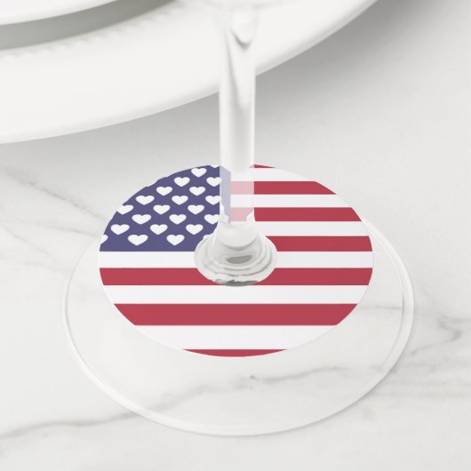 私はアメリカ合衆国が大好きだ ワイングラスタグ (クローズアップ)