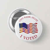 私はアメリカ国旗の赤白青選挙に投票 缶バッジ (正面&裏面)